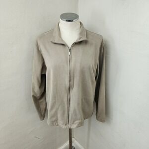 Links Womens Tan Faux Suede Tracksuit Set Full Zip Jacket Pants Tan XL